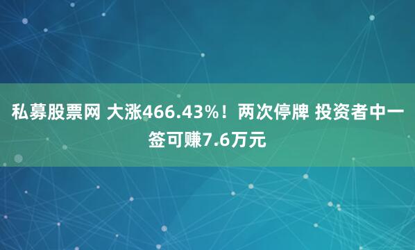 私募股票网 大涨466.43%！两次停牌 投资者中一签可赚7.6万元